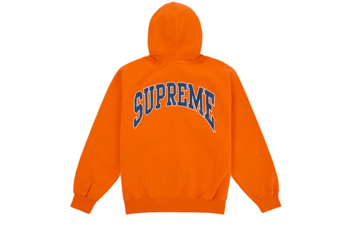 Supreme Cracked Raglan Zip Up Hooded Sweatshirt 'DARK ORANGE'
