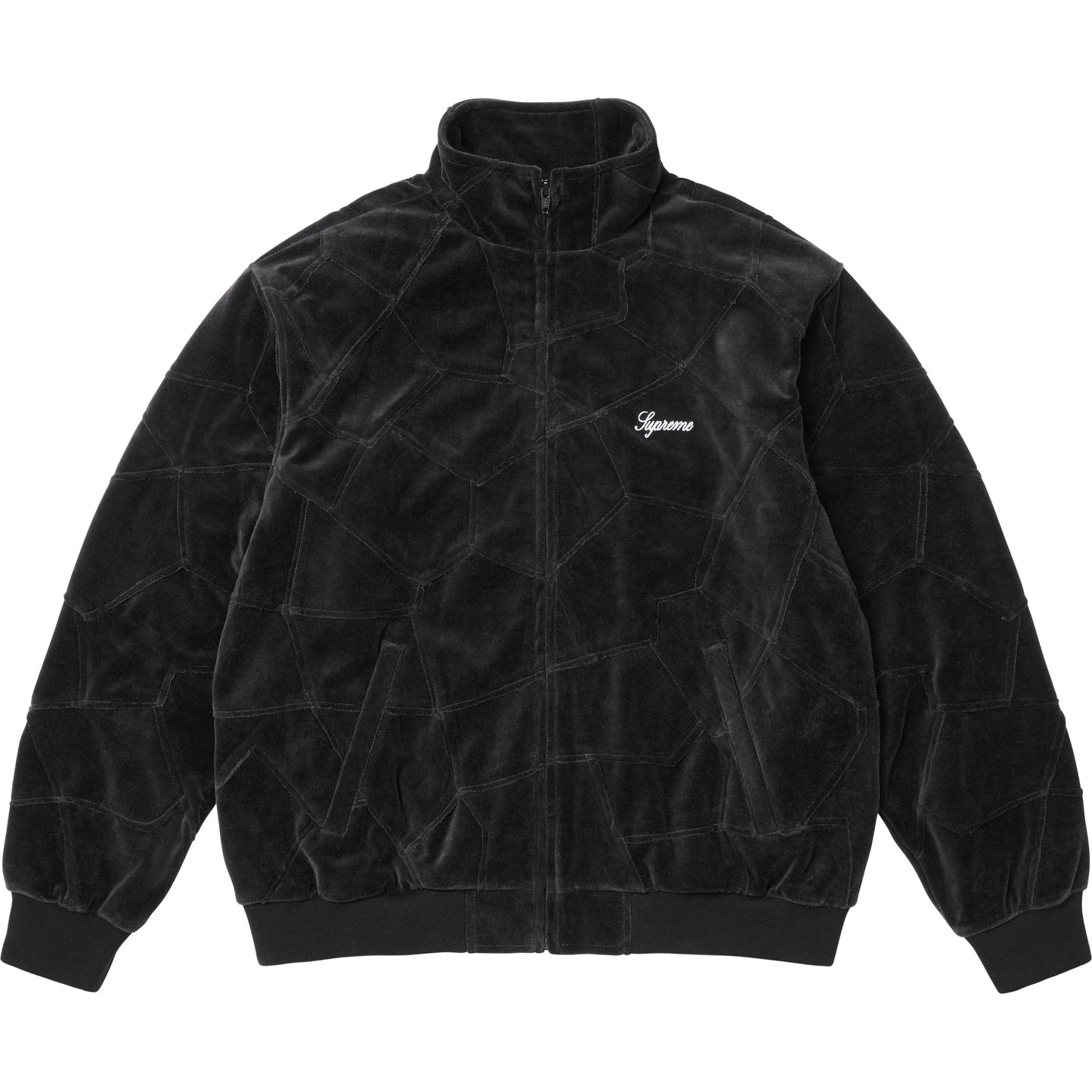 Supreme Patchwork Velour Track Jacket Black