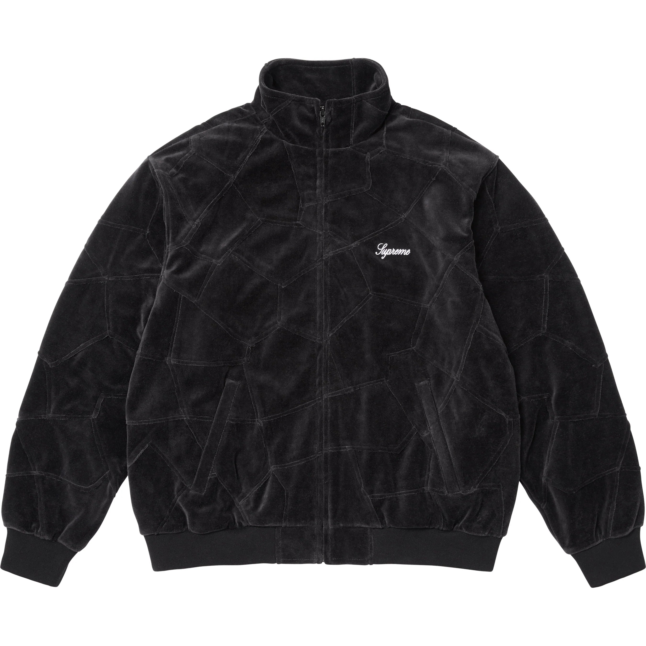 Supreme Patchwork Velour Track Jacket Black
