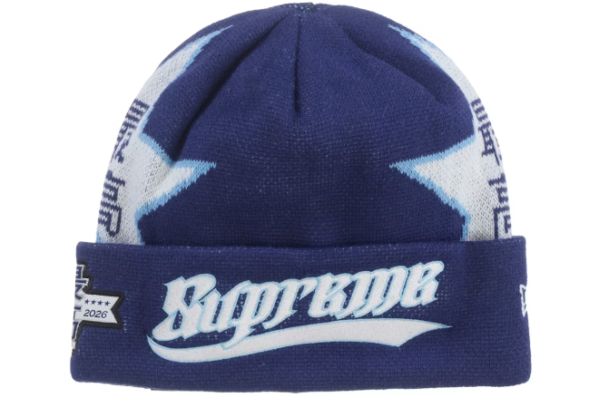 Supreme New Era Stars Beanie 'NAVY'
