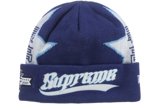 Supreme New Era Stars Beanie 'NAVY'
