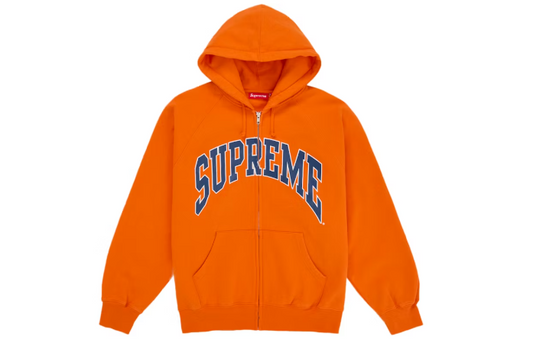 Supreme Cracked Raglan Zip Up Hooded Sweatshirt 'DARK ORANGE'