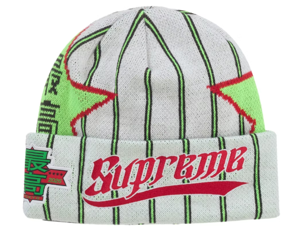 Supreme New Era Stars Beanie ‘WHITE’ (STRIPES)