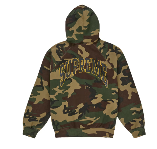 Supreme Cracked Raglan Zip Up Hooded Sweatshirt 'WOODLAND CAMO'