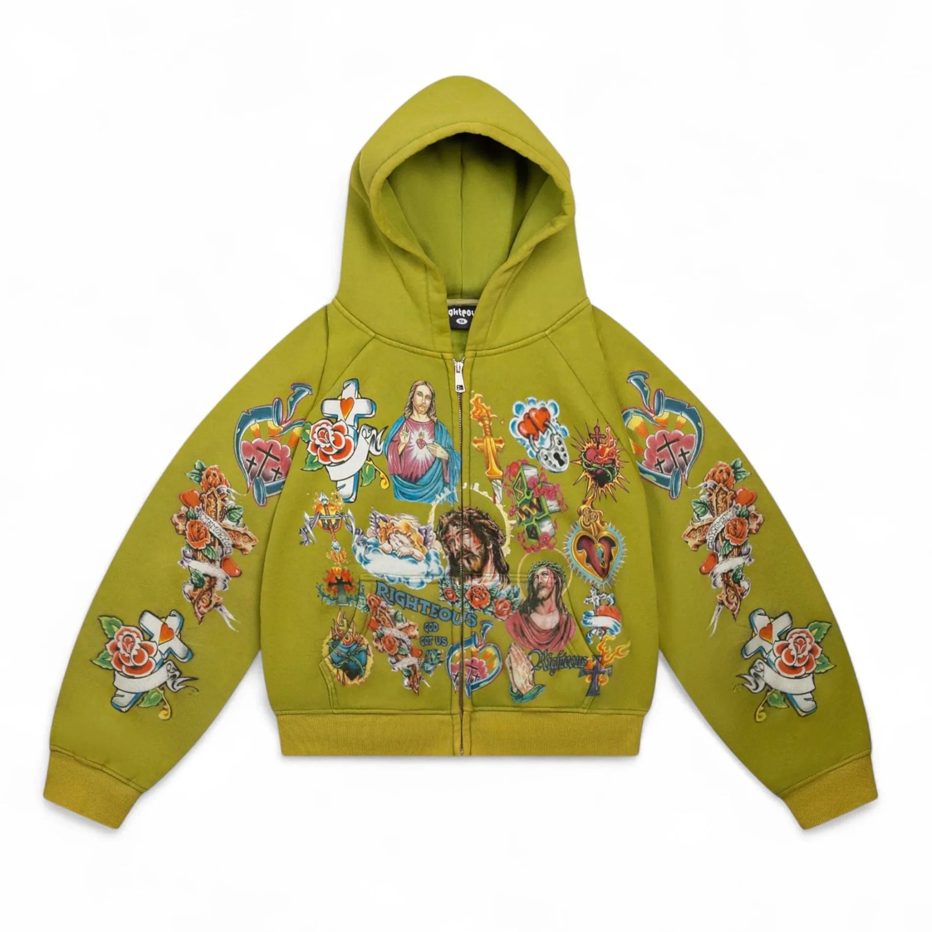 We Are Righteous 'Risen King Cropped Zip (Moss)'