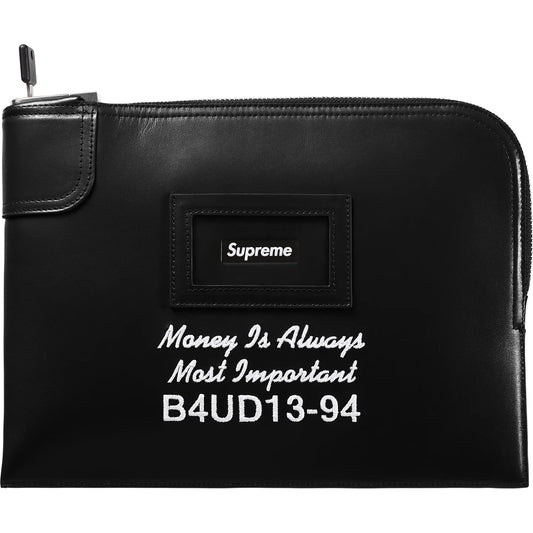 Supreme Leather Money Bag Black
